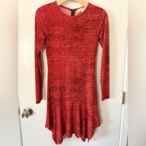 Michael Kors Geometric Red & Black Long Sleeve Dress